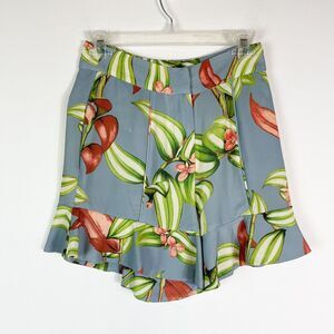 PatBo NWOT Women's Zebrina Print Ruffle Hem Shorts Blue Size 2